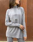 Grey High Neck Knit Pullover