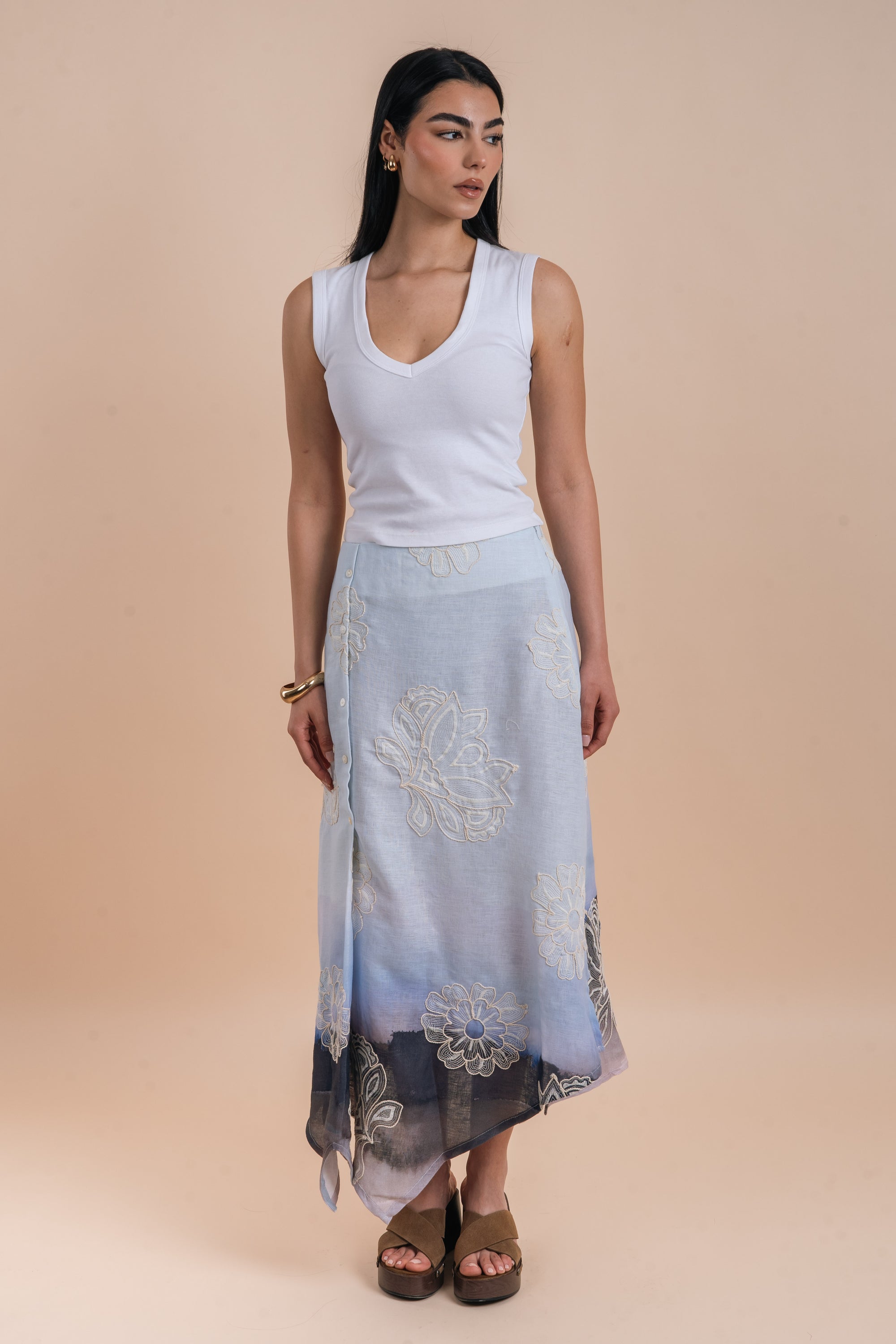 Grading blue/grey skirt embro