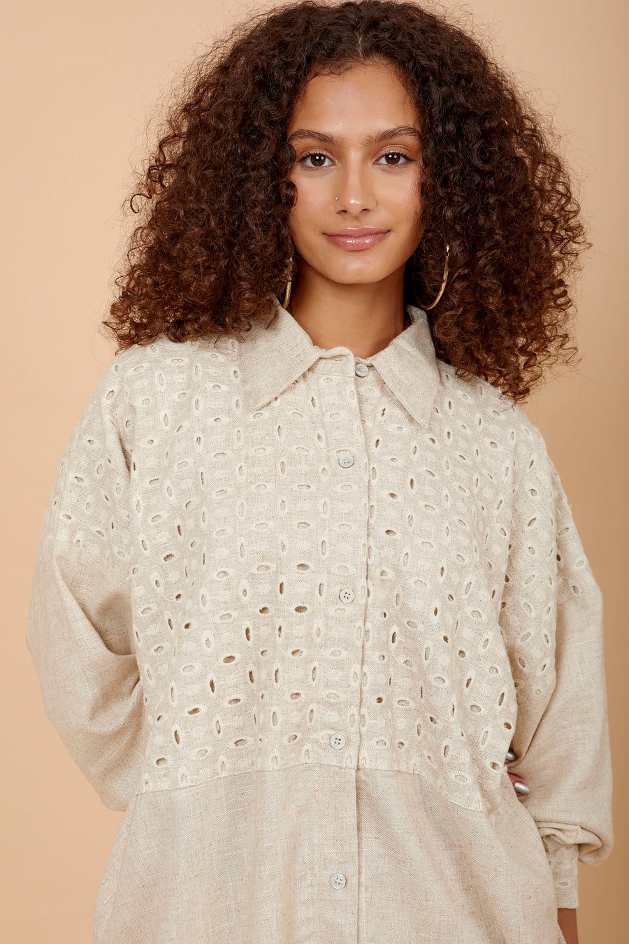 Beige embroidered shirt