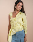 Yellow stripes Asymmetric Shirt