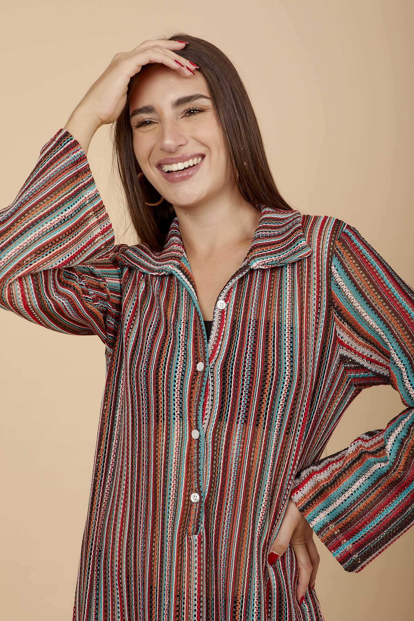 Stripes Long sleeve crochet dress