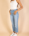 Ankle Length - Flare Jeans - Light Blue