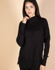 Black High Neck Knit Pullover