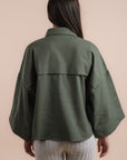 Linen shirt handmade sequins - Olive