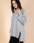 Oversized Drawstring T-shirt - Grey