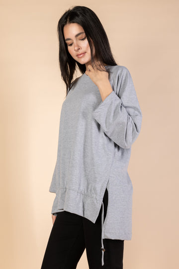 Oversized Drawstring T-shirt - Grey