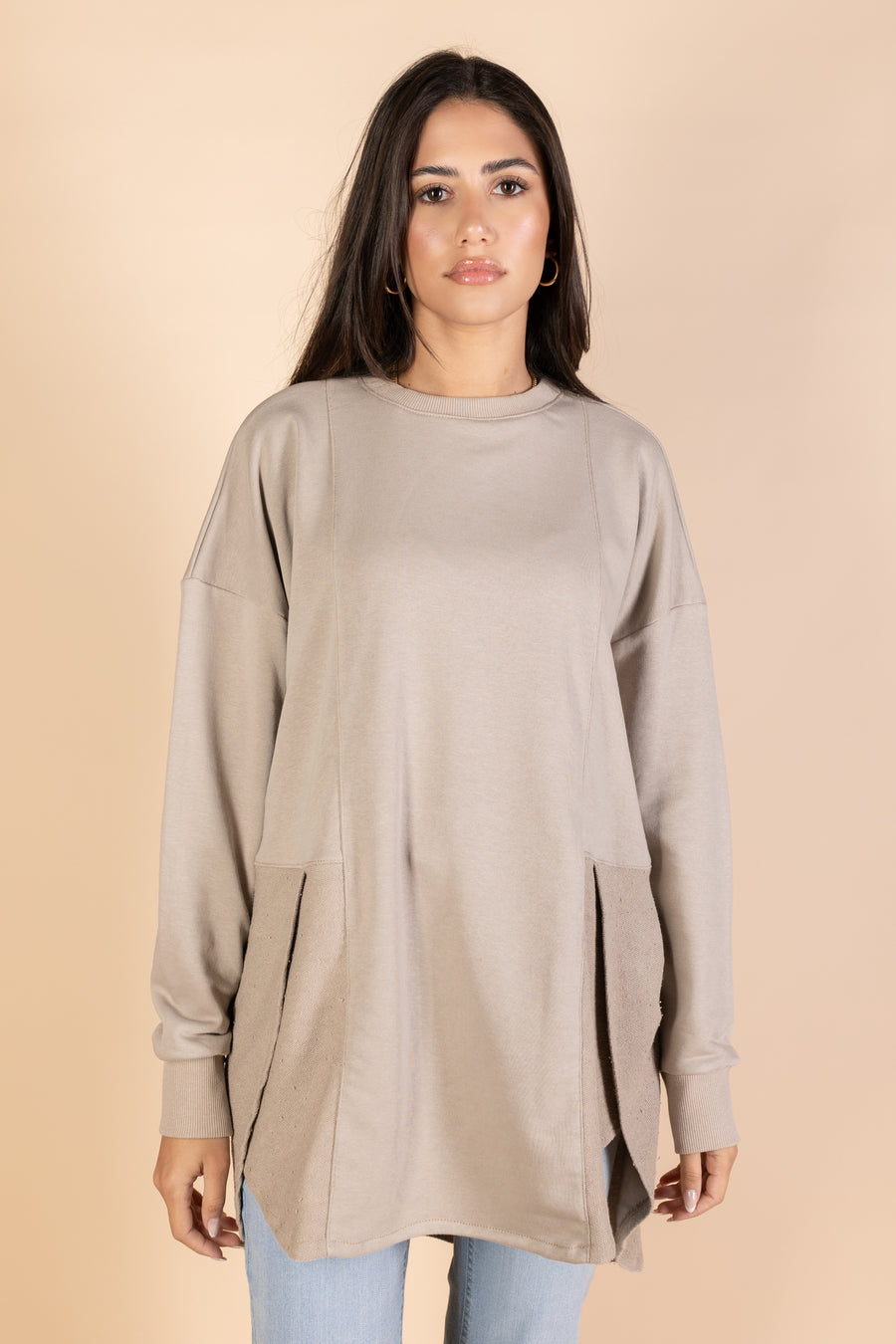 Back & Forth Melton Top - Beige