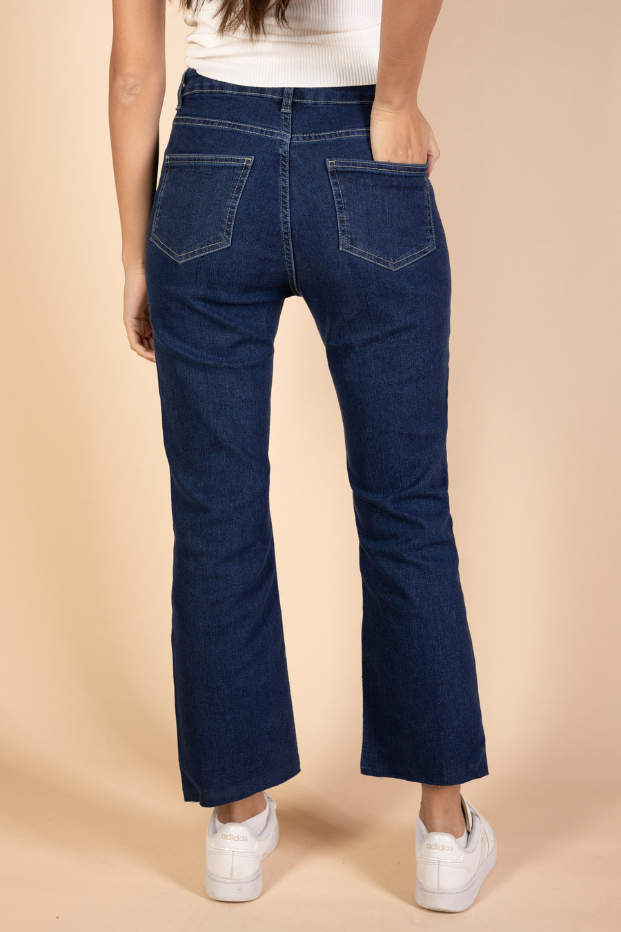 Ankle Length - Flare Jeans - Dark Blue