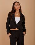 Black stripes short blazer