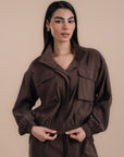 Peach skin brown set