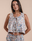 Floral print Pants + Vest Set