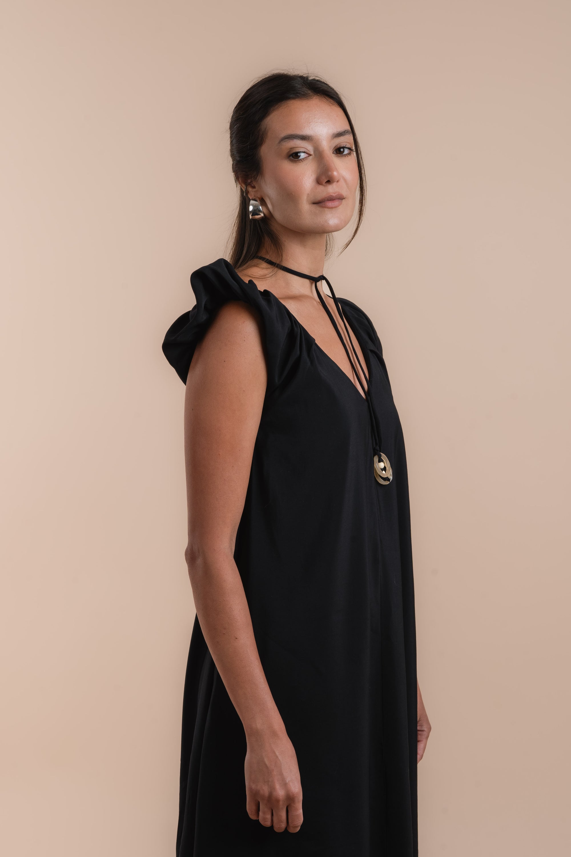Puff Sleeve Dress - Black