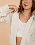 Beige Linen & Crochet shirt