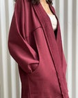 Burgundy Melton Cardigan