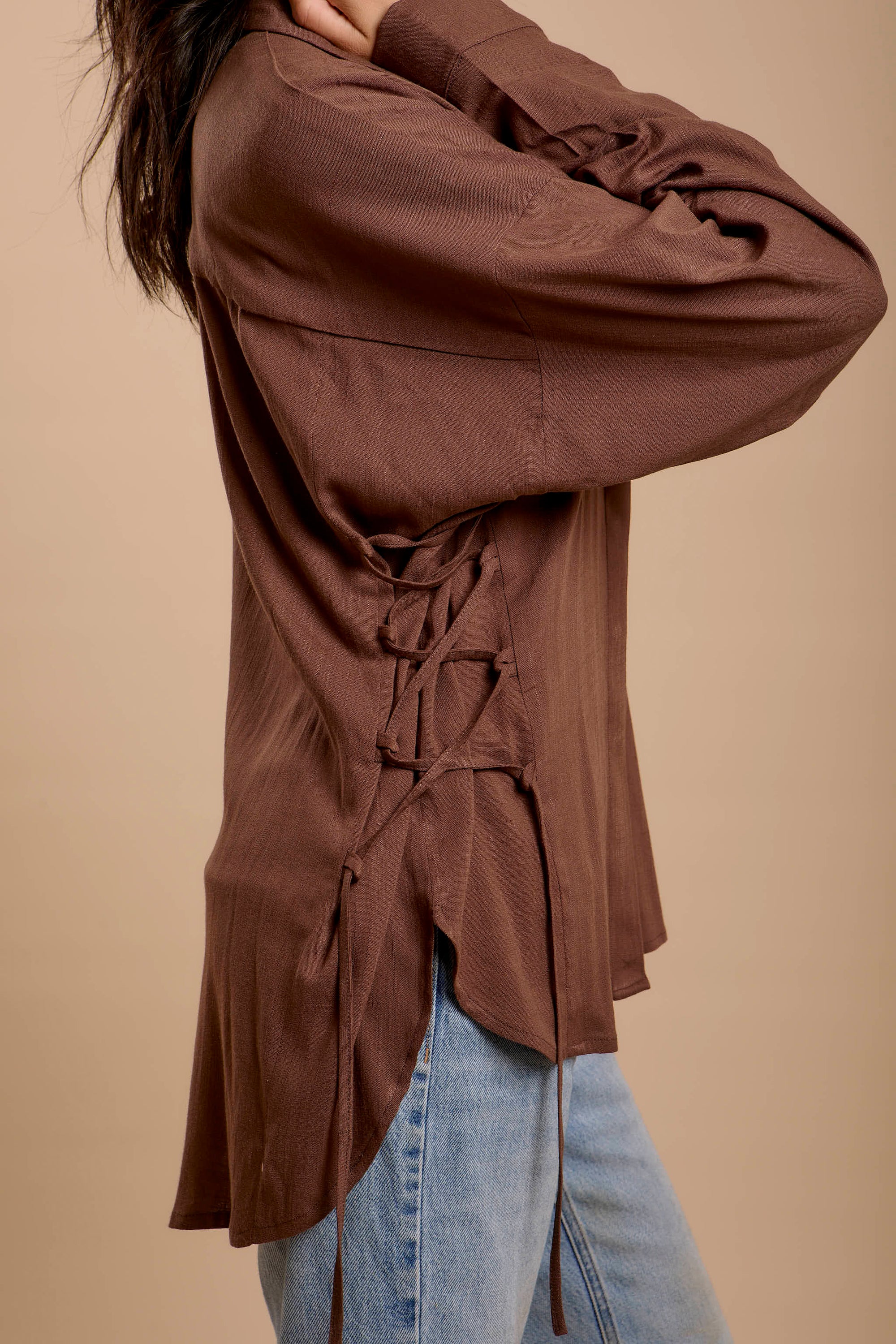 Brown Side sinching Shirt