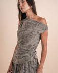 Asymmetric Draped Top - Grey