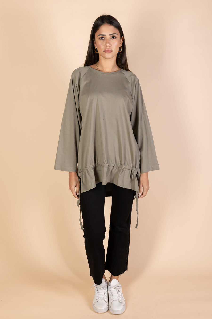 Oversized Drawstring T-shirt - Olive