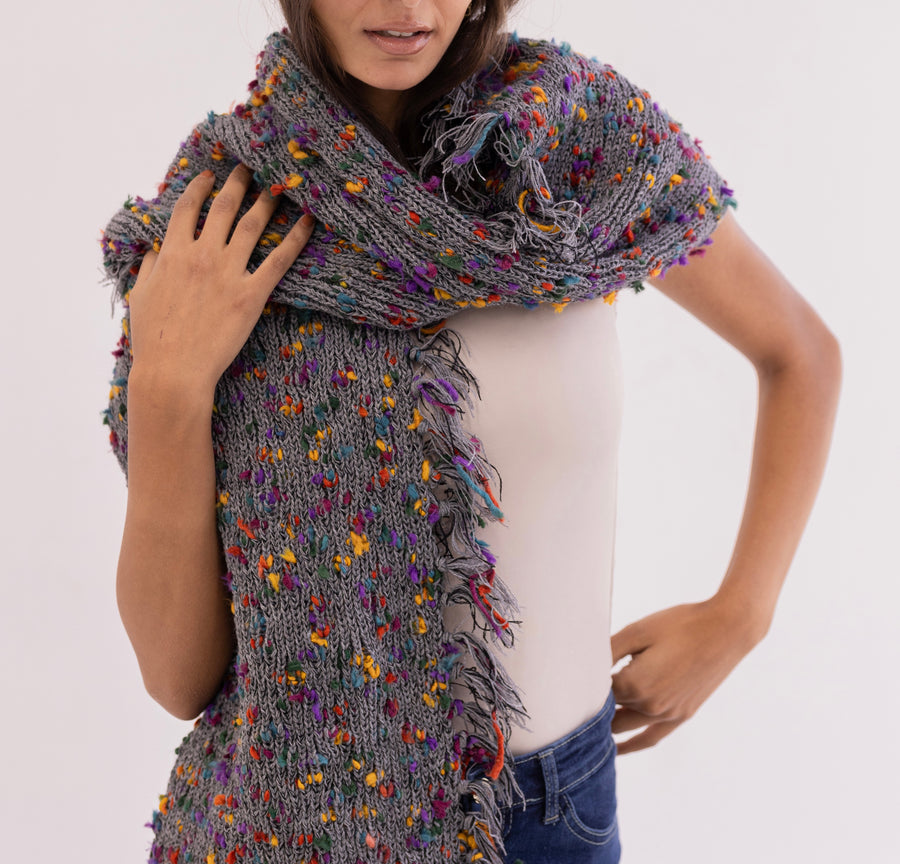 Handmade Knit scarf - Grey