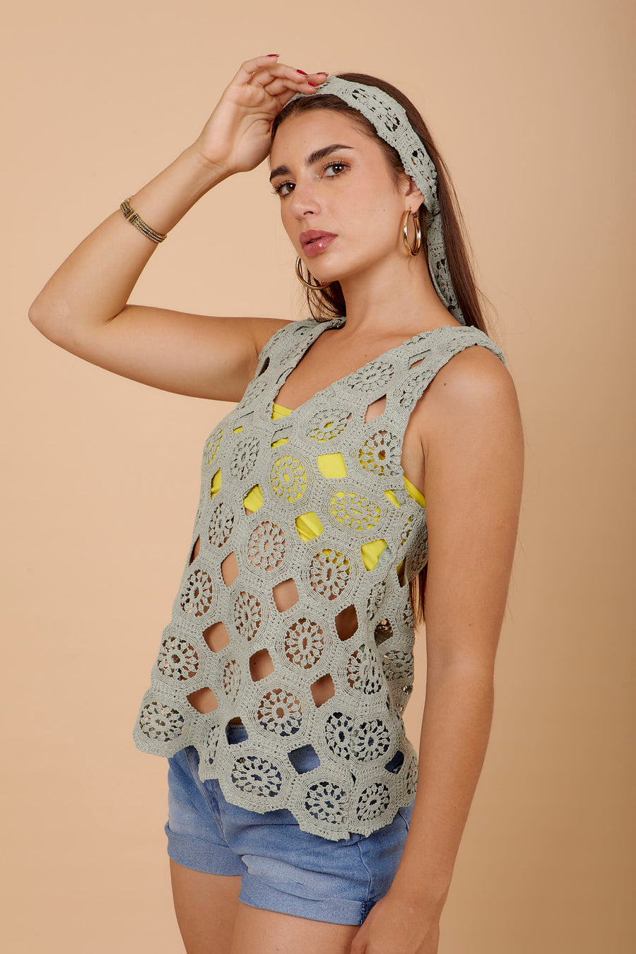 Mint Sleeveless Crochet Top