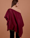 Luxe embellished cape - Burgundy