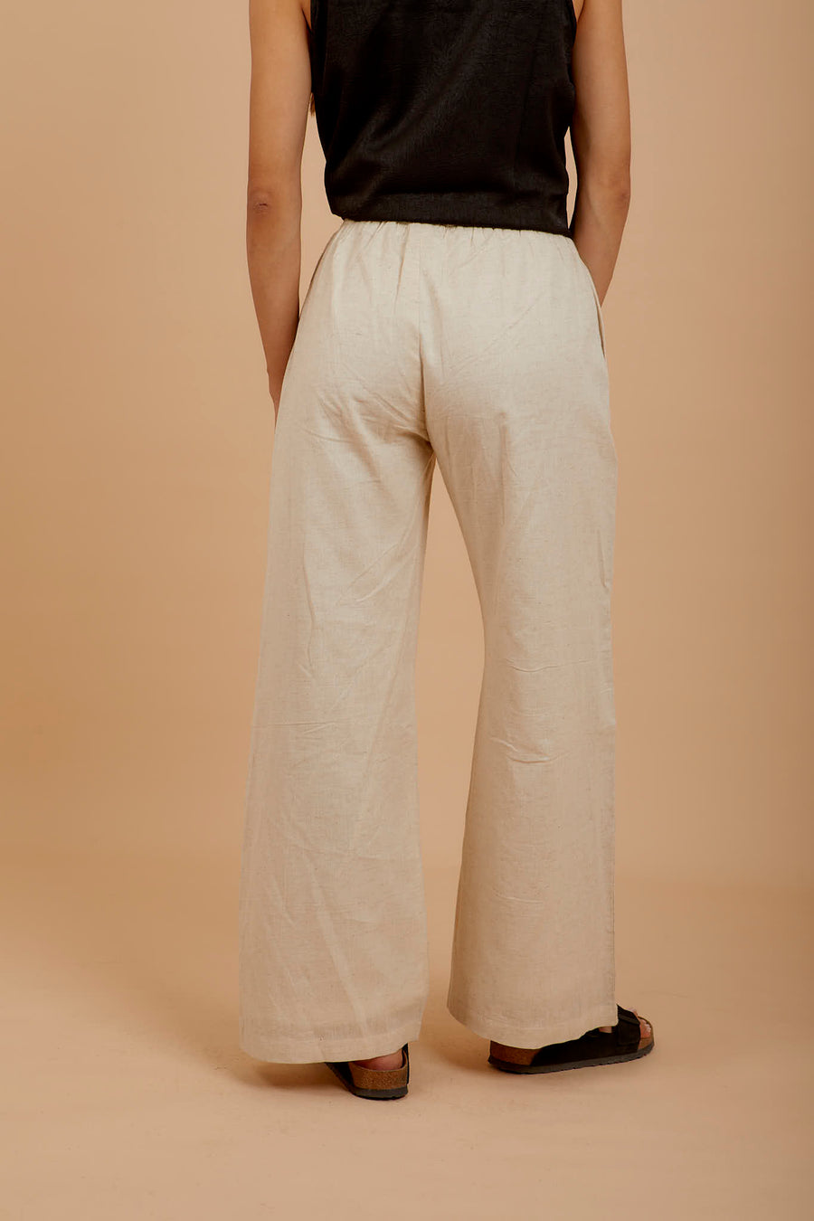 Linen Black Palms Pants - Coated