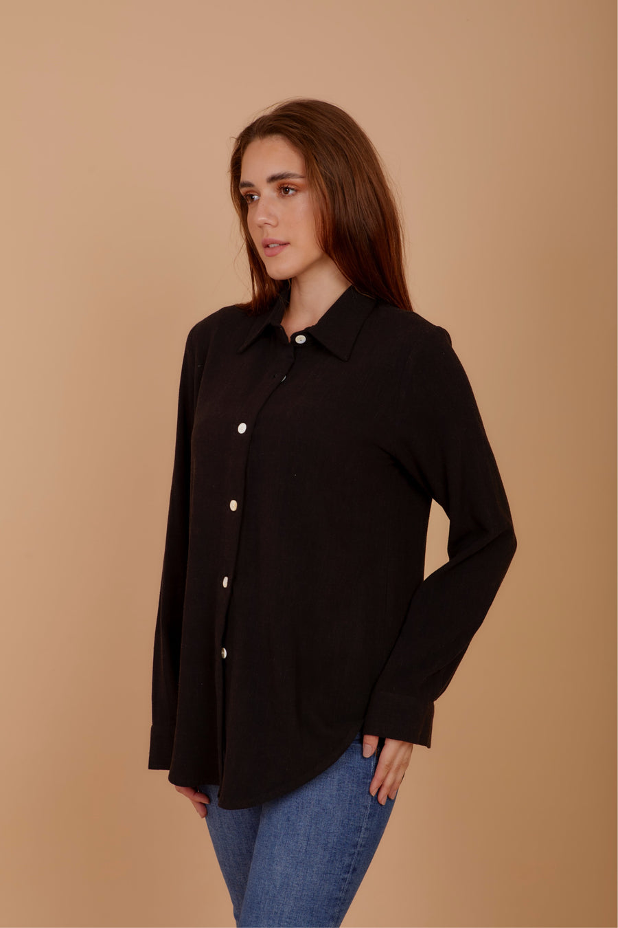 Black Soft Linen Shirt