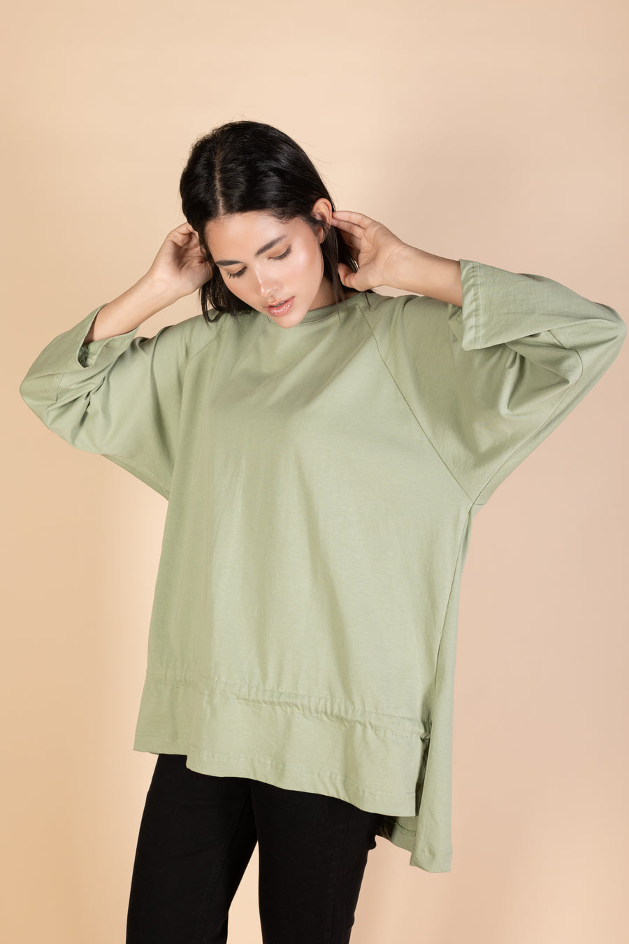 Oversized Drawstring T-shirt - Mint