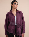 Asymmetric cotton shirt - Plum