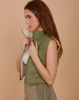 Short double face puffer Vest - Olive