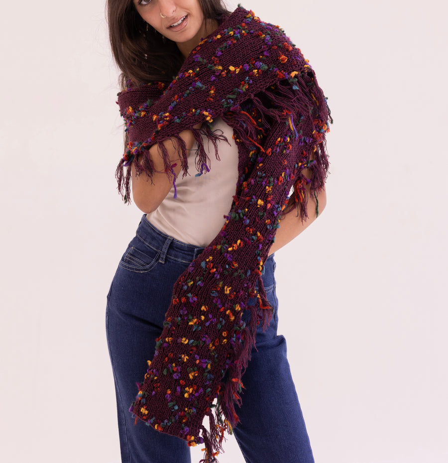 Handmade Knit scarf - Burgundy