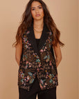 Embroiderd Tweed Black vest