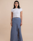Blue stripes asymmetrical skirt