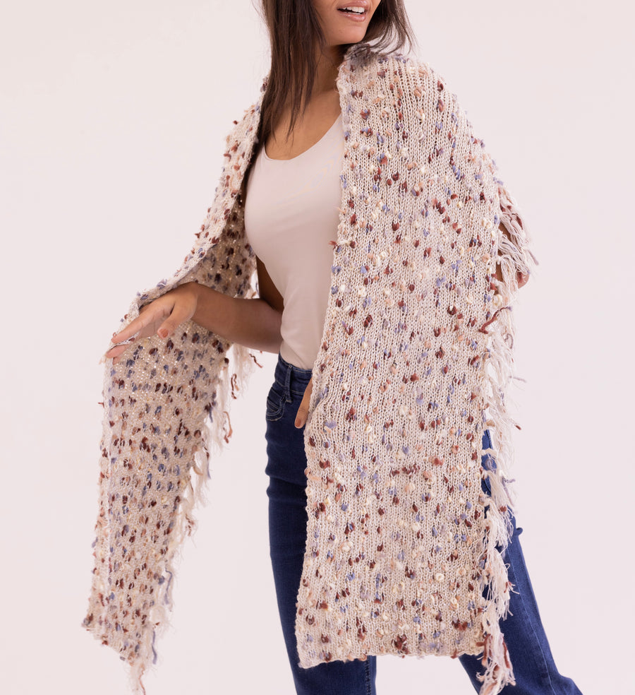 Handmade Knit scarf - Off-white