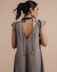 Puff sleeve Dress - Beige stripes