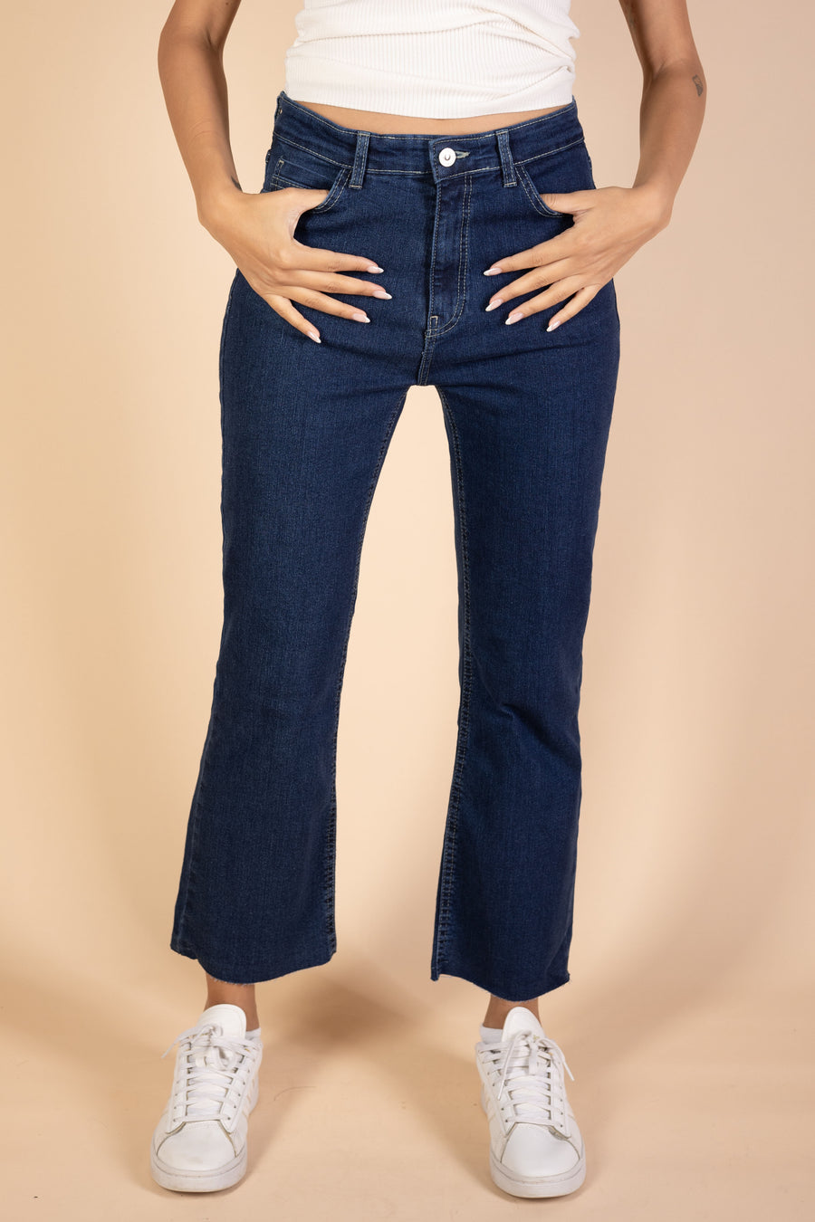 Ankle Length - Flare Jeans - Dark Blue