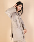 Beige Melton Cardigan