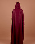 Burgundy handwork Hoodie Cape