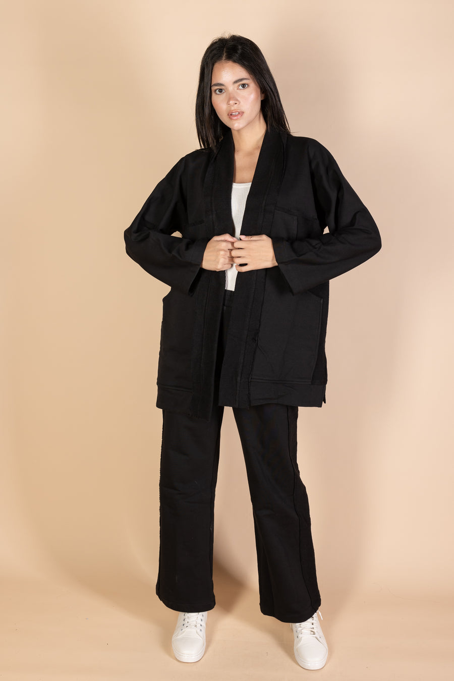 Black Melton Cardigan