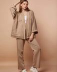 Beige Back and forth melton Cardigan