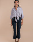 pink & navy tye stripes shirt