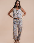 Floral print Pants + Vest Set