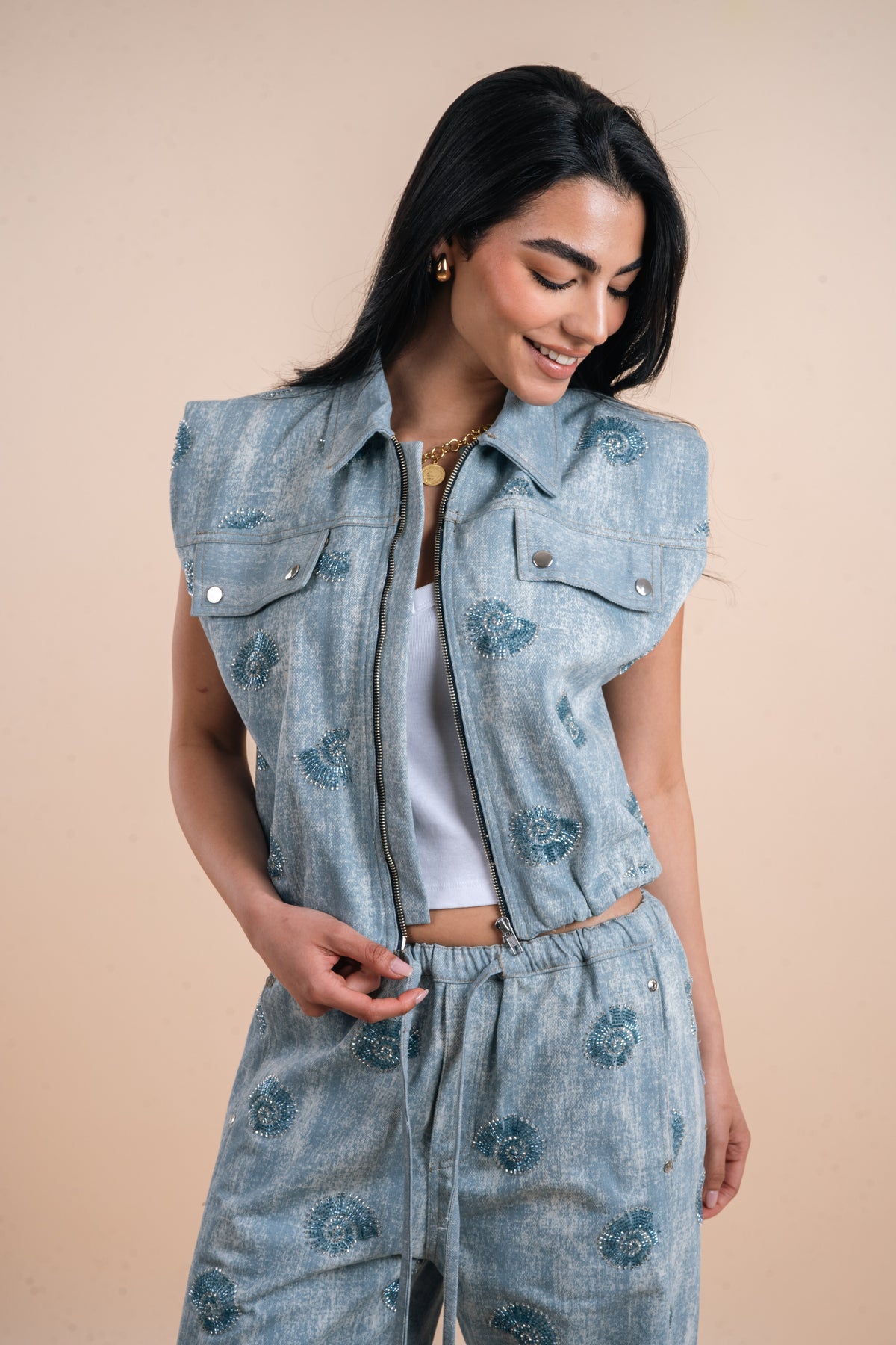 Embellishment shells - light Denim Vest