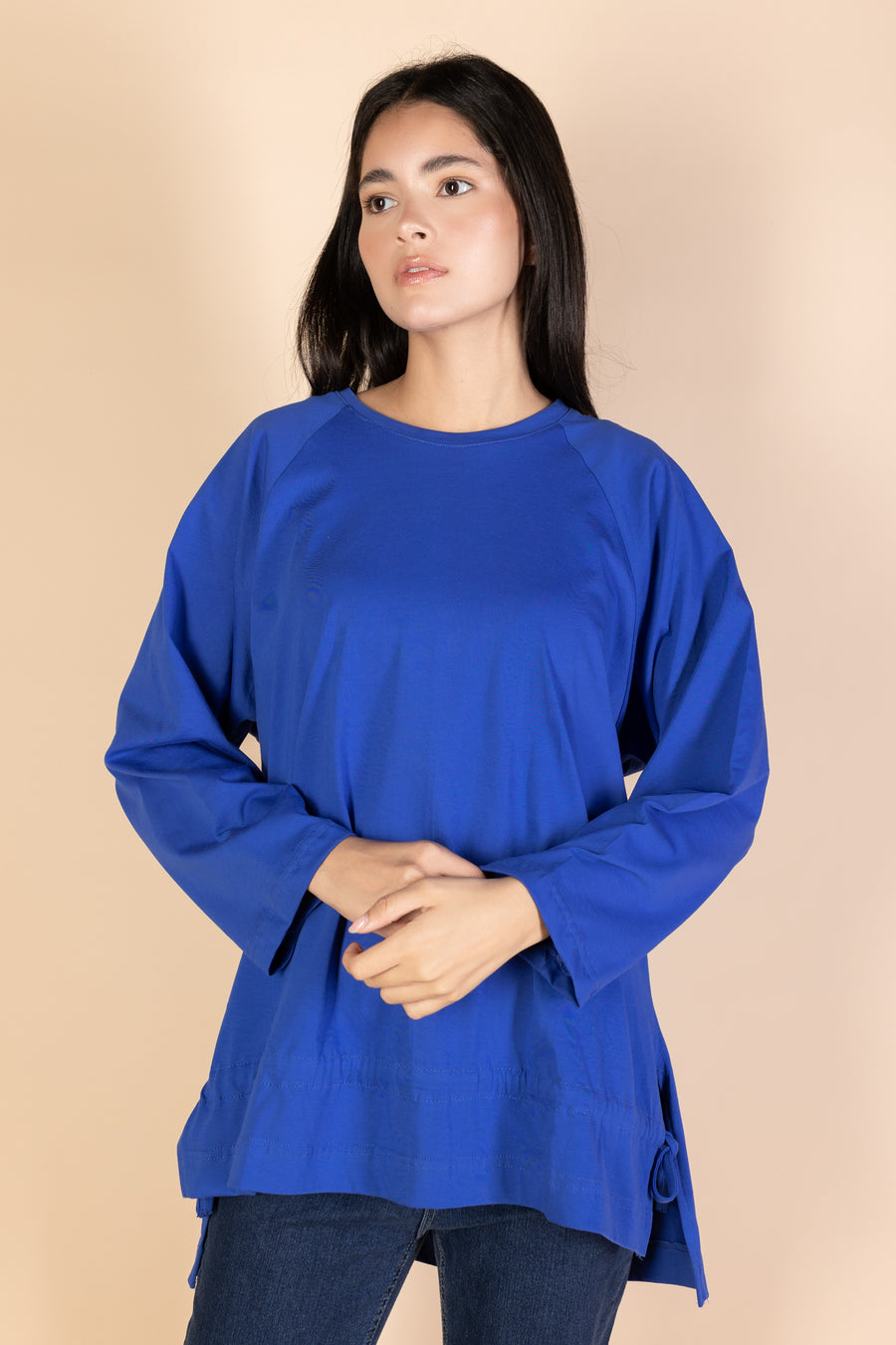 Oversized Drawstring T-shirt - Royal Blue