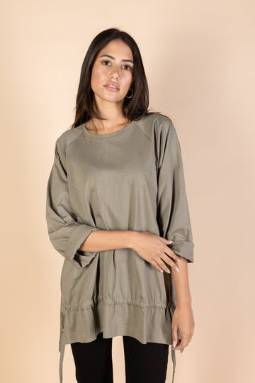 Oversized Drawstring T-shirt - Olive