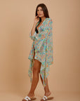 Turquoise print Kimono