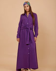 Purple Linen tye around shirt dress