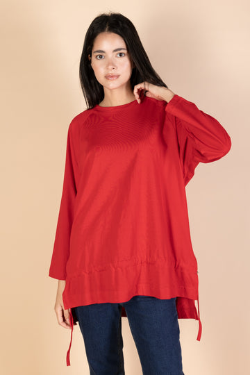 Oversized Drawstring T-shirt - Red