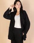 Black Melton Cardigan