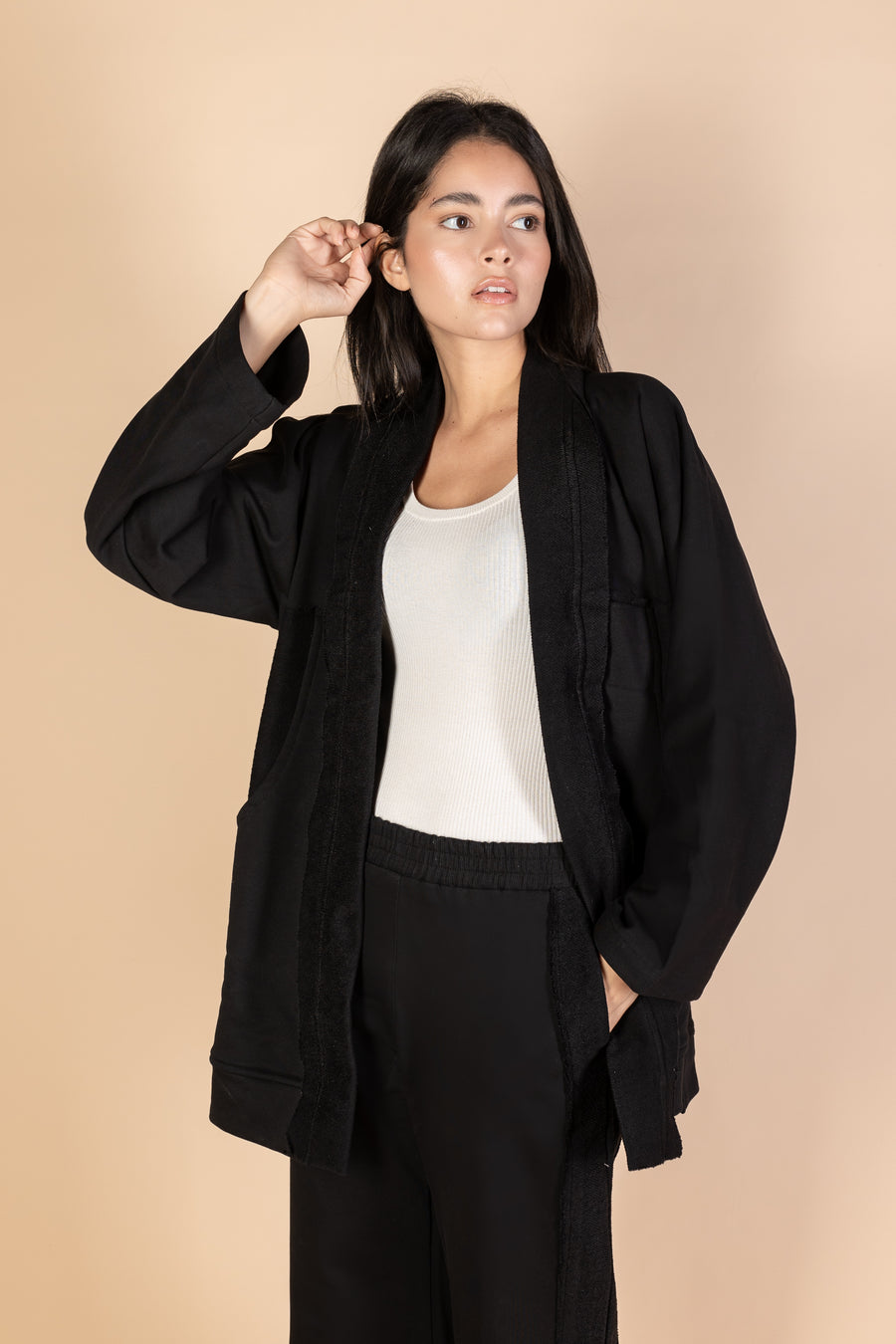 Black Melton Cardigan