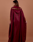 Burgundy handwork Hoodie Cape